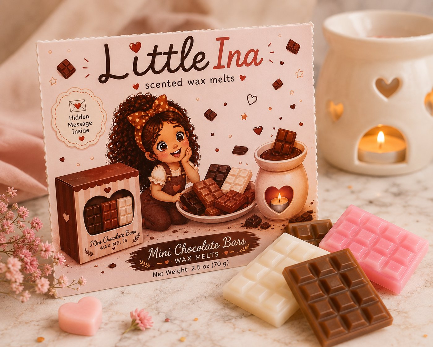 Mini chocolate bar wax melts β dark, white and strawberry